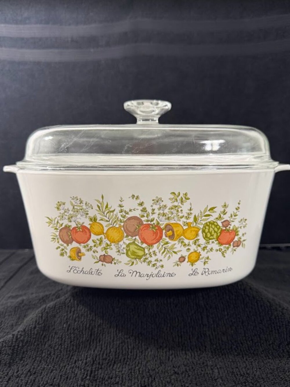 Vintage CorningWare Spice of Life A-5-B 5 Qt Casserole w/ A12C Glass Lid